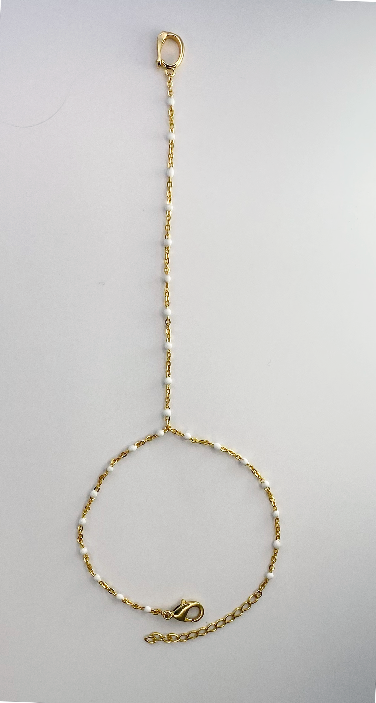 Gold with White Bead Ring Link