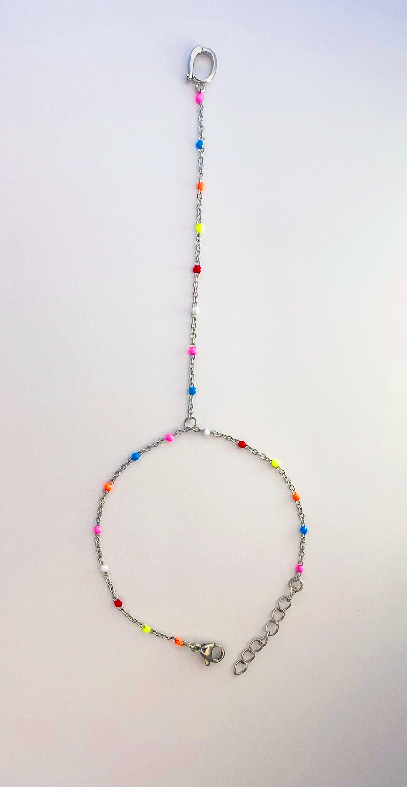 Stainless w/ Colorful Beads Ring Link